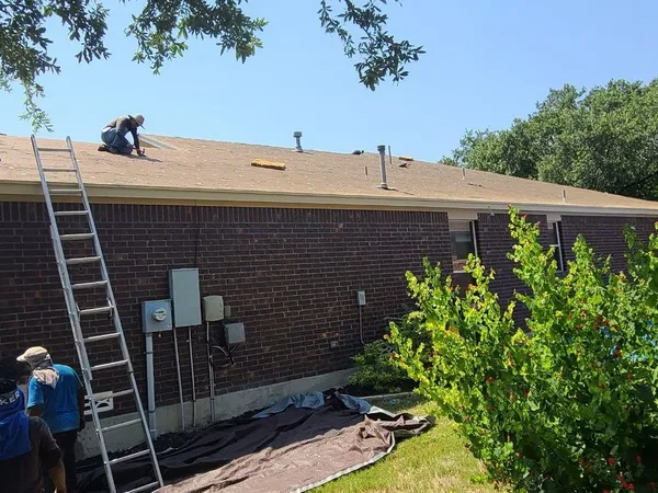 Crew prepping for a re-roof